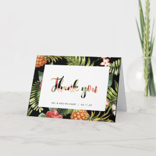 Gold & Black    Tropical Wedding Thank you card