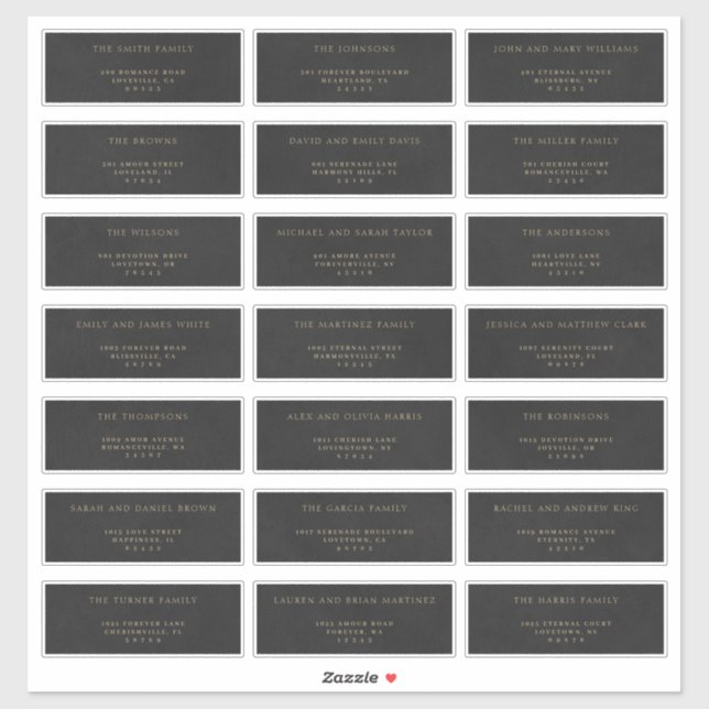 Gold & Black Velvet Imitation Guest Address Labels (Sheet)