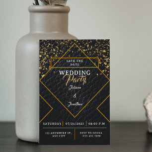 Gold & Black Vintage Elegant Save The Date Wedding Invitation