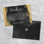 Gold Black Watercolor Bat Bar Mitzvah Thank You Card<br><div class="desc">Elegant Bar or Bat Mitzvah Thank You Card with Script Name. This simple and elegant thank you card is designed to coordinate with your Bar or Bat Mitzvah celebration. The top features the words "Thank You" in all caps, centred in classic serif font for a timeless look. In the centre,...</div>
