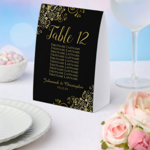 Gold & Black Wedding Table Number Seating Chart