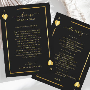 Gold Black Wedding Welcome Letter Itinerary Card