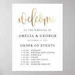 Gold black welcome order of events wedding sign<br><div class="desc">This is a beautiful portrait poster welcome order of events wedding sign featuring script text in gold</div>