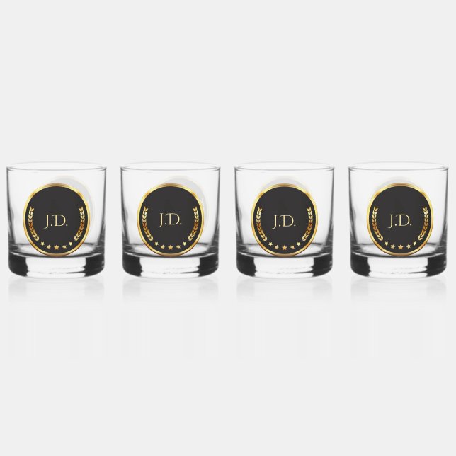 Gold & Black  Whiskey Glass (Front)