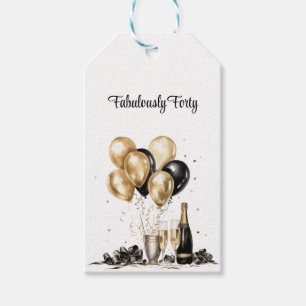 Gold Black White Balloon Bouquet Gift Tags