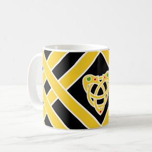 Gold/black/white bands/stripes, Celtic heart knot Coffee Mug