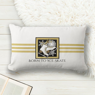 Gold Black White Ice Skating / Figure Skating Lumbar Cushion