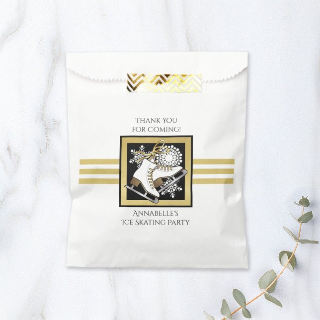 Gold Black White Ice Skating Party Thank You Favour Bag (Creator Uploaded)