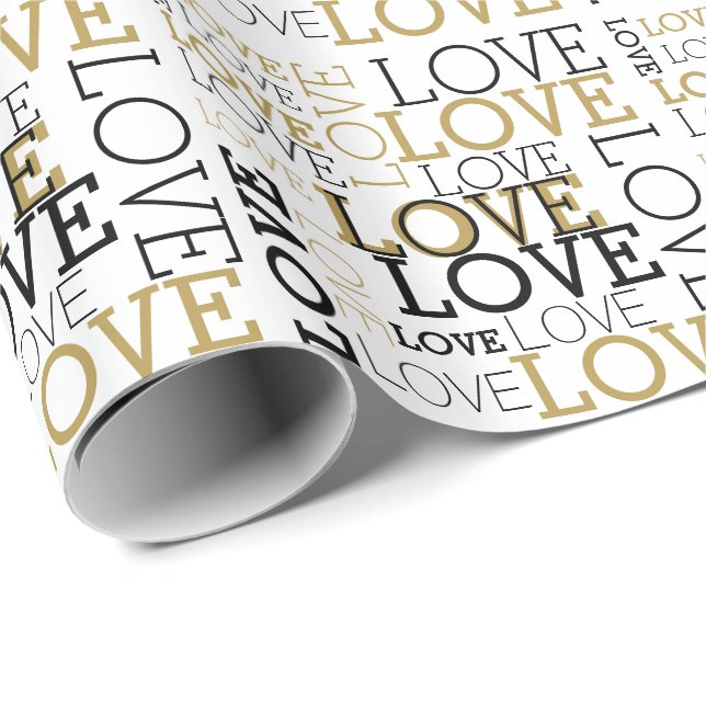 Gold Black White Love Wrapping Paper (Roll Corner)