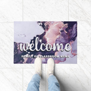Gold Black White Marble Teacher Classroom School  Doormat
