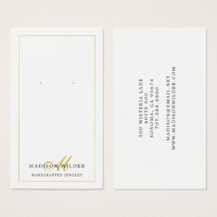 Gold Black White Monogram Earring Display Cards