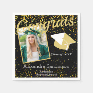 Gold Black White  Photo graduation class of 2022  Napkin