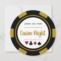 Gold Black White Poker Chip Casino Night