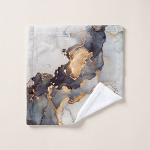 Gold Black White Pretty Marble Wash Cloth