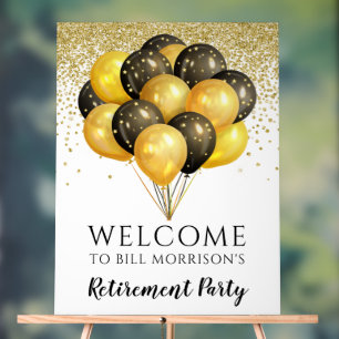 Gold Black White Retirement Party Acrylic Sign