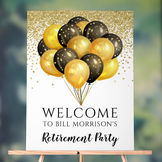 Gold Black White Retirement Party Acrylic Sign (Neutral)
