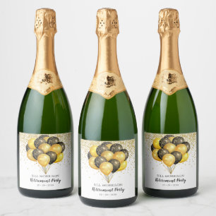 Gold Black White Retirement Party Sparkling Wine Label