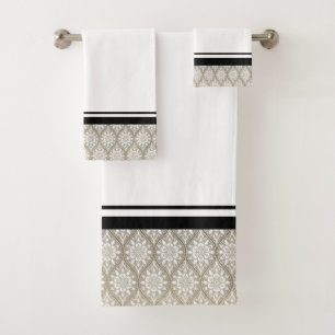 Gold & Black White Towel Set