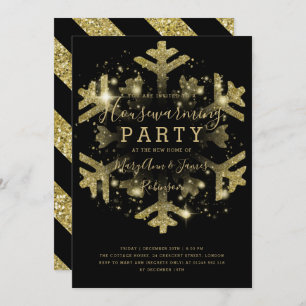 Gold & Black Winter Housewarming Party Invitation