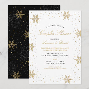 Gold & Black Winter Snow Couples Wedding Shower Invitation