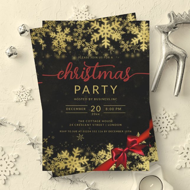 Gold Black Winter Wonder Company Christmas  Invitation (Gold Black Winter Wonder Company Christmas Invitation)