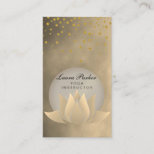 Gold Black Yoga Instructor Lotus Flower Holistic Business Card