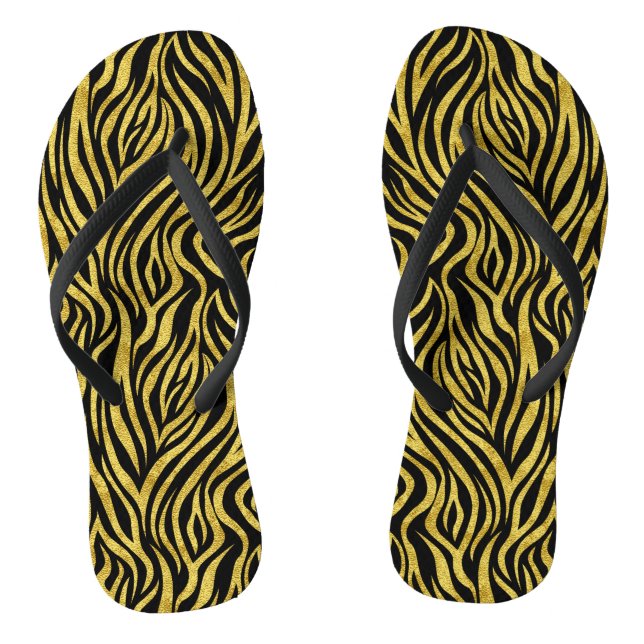 Gold Black Zebra Flip Flops (Footbed)