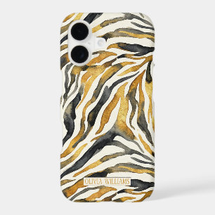 Gold Black Zebra Print Pattern