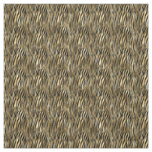 Gold Black Zebra Stripes Fabric