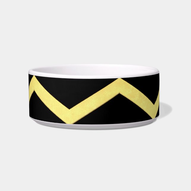 Gold & Black Zig Zag Pattern Bowl (Front)