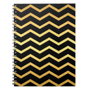 Gold & Black Zig Zag Pattern Notebook