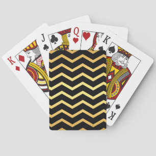 Gold & Black Zig Zag Pattern Playing Cards