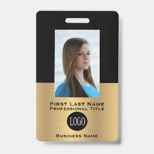 Gold & Blck Employee Name Tags ID Badges Tag Badge