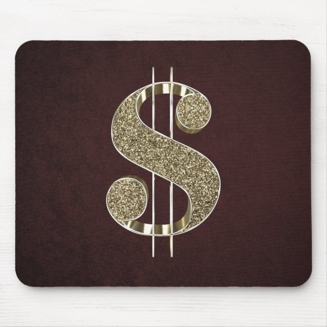 Gold Bling 3D Dollar Sign Mouse Pad (Front)