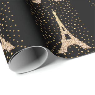 Gold Bling Eiffel Tower Wrapping Paper