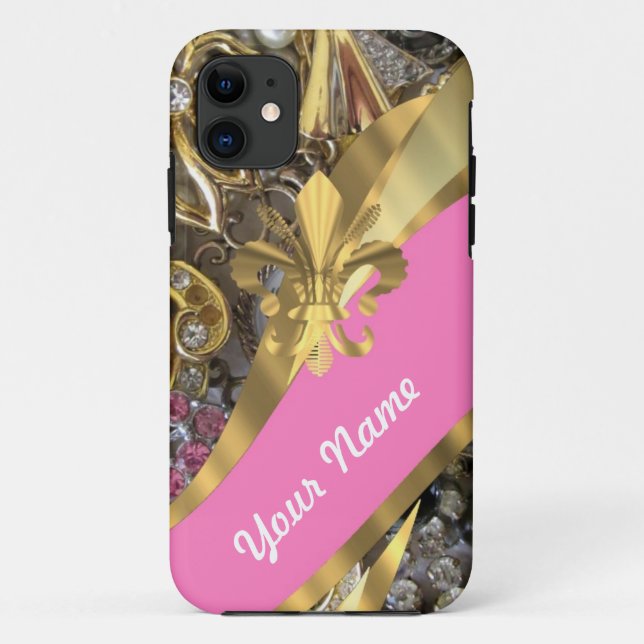 Gold bling fleur de lys Case-Mate iPhone case (Back)