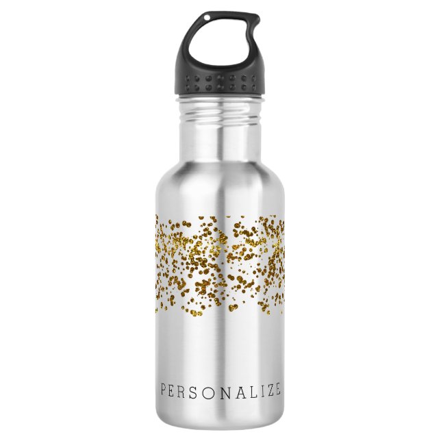 Gold Bling Glitter Confetti 710 Ml Water Bottle (Front)