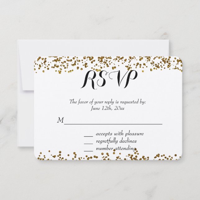 Gold Bling Glitter Confetti RSVP (Front)