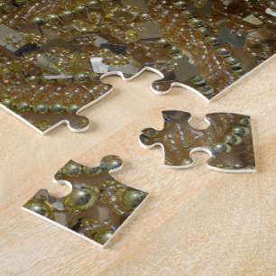 Gold bling glitter & pearls jigsaw puzzle