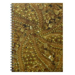 Gold bling glitter & pearls notebook