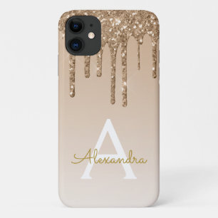 Gold Bling Luxury Sparkle Glitter Monogram iPhone 11 Case