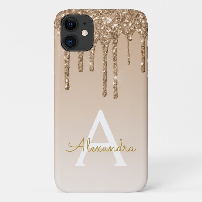 Gold Bling Luxury Sparkle Glitter Monogram Case-Mate iPhone Case (Back)