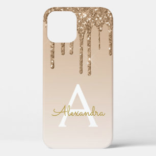 Gold Bling Luxury Sparkle Glitter Monogram iPhone 12 Pro Case