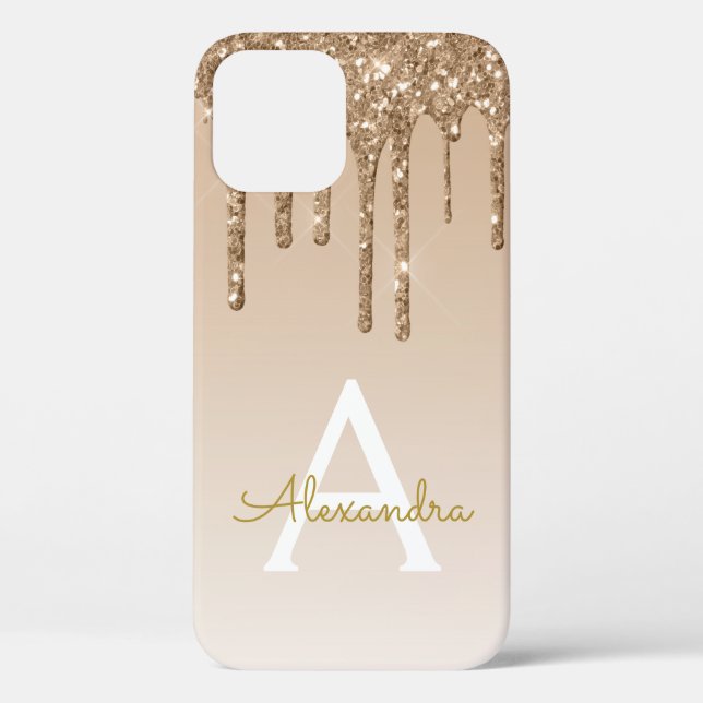 Gold Bling Luxury Sparkle Glitter Monogram Case-Mate iPhone Case (Back)