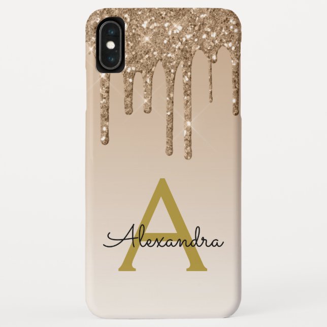 Gold Bling Luxury Sparkle Glitter Monogram Case-Mate iPhone Case (Back)