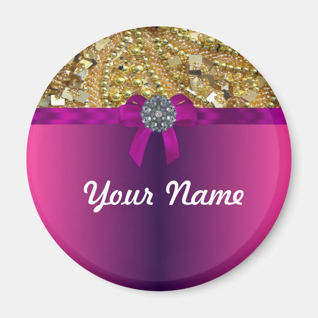 Gold bling & magenta magnet (Front)