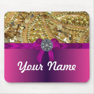 Gold bling & magenta mouse pad