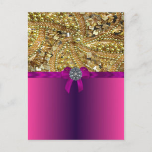 Gold bling & magenta postcard