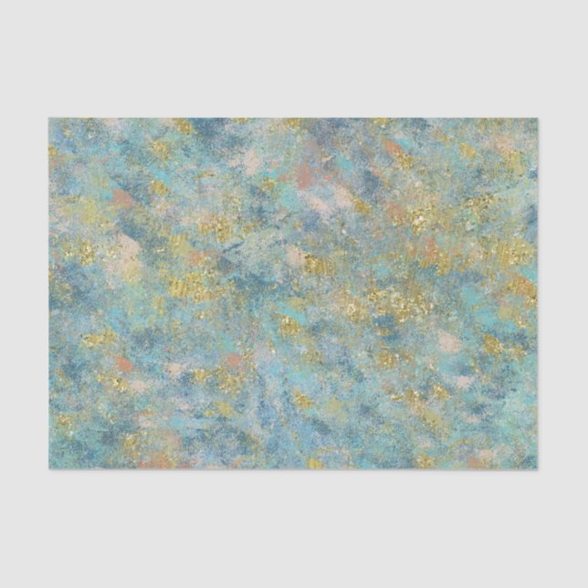 Gold Blue Abstract Tissue Paper (Front)
