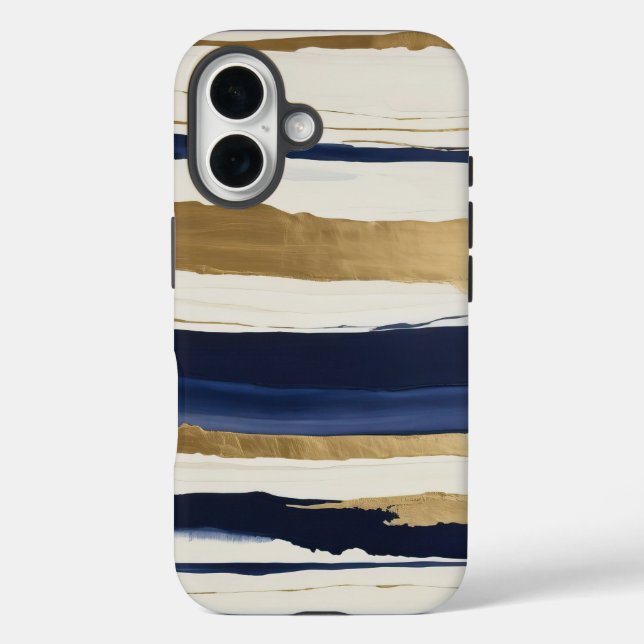 gold blue and beige abstract stripes Case-Mate iPhone case (Back)